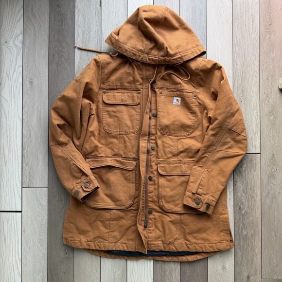 Carhartt Women's Brown Utility Jacket with Hood - Picture 2 of 9